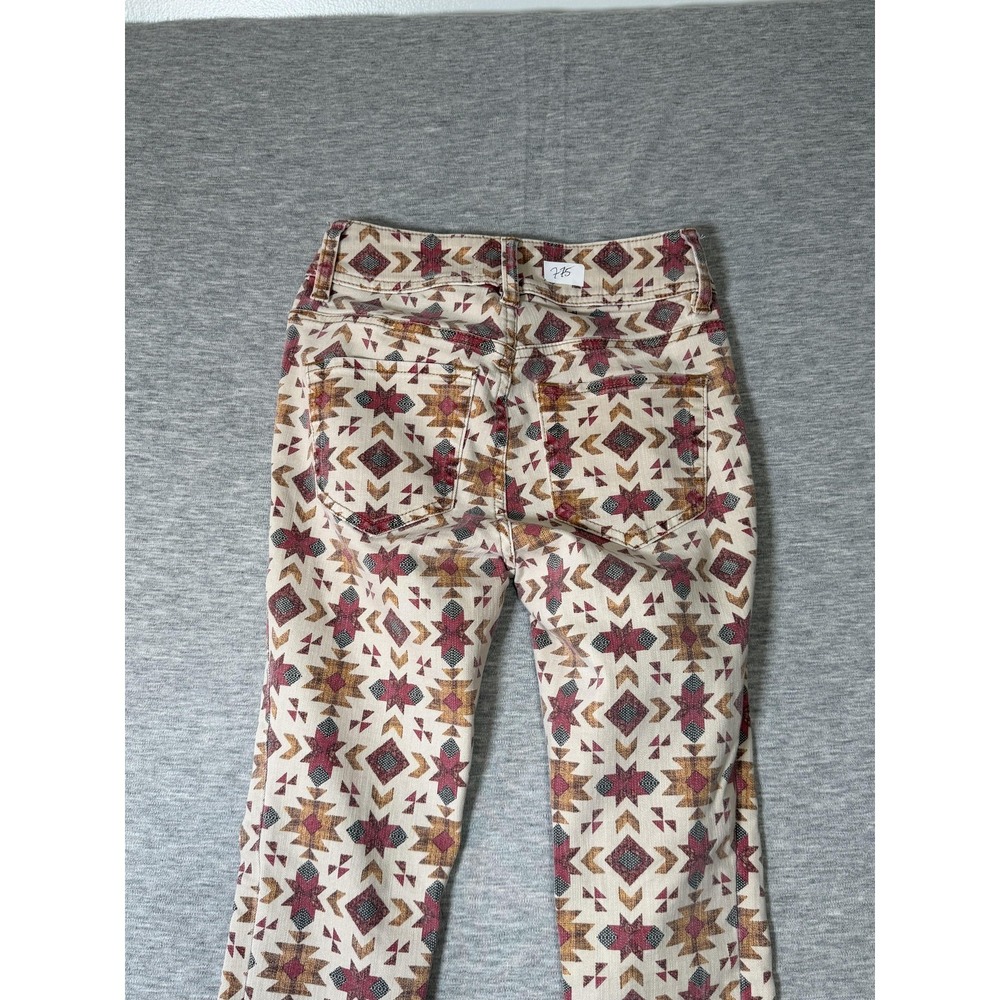 We The Free Jeans Womens 25 Multicolor Skinny Mid Rise Tribal Print Raw Hem‎ - Picture 13 of 14